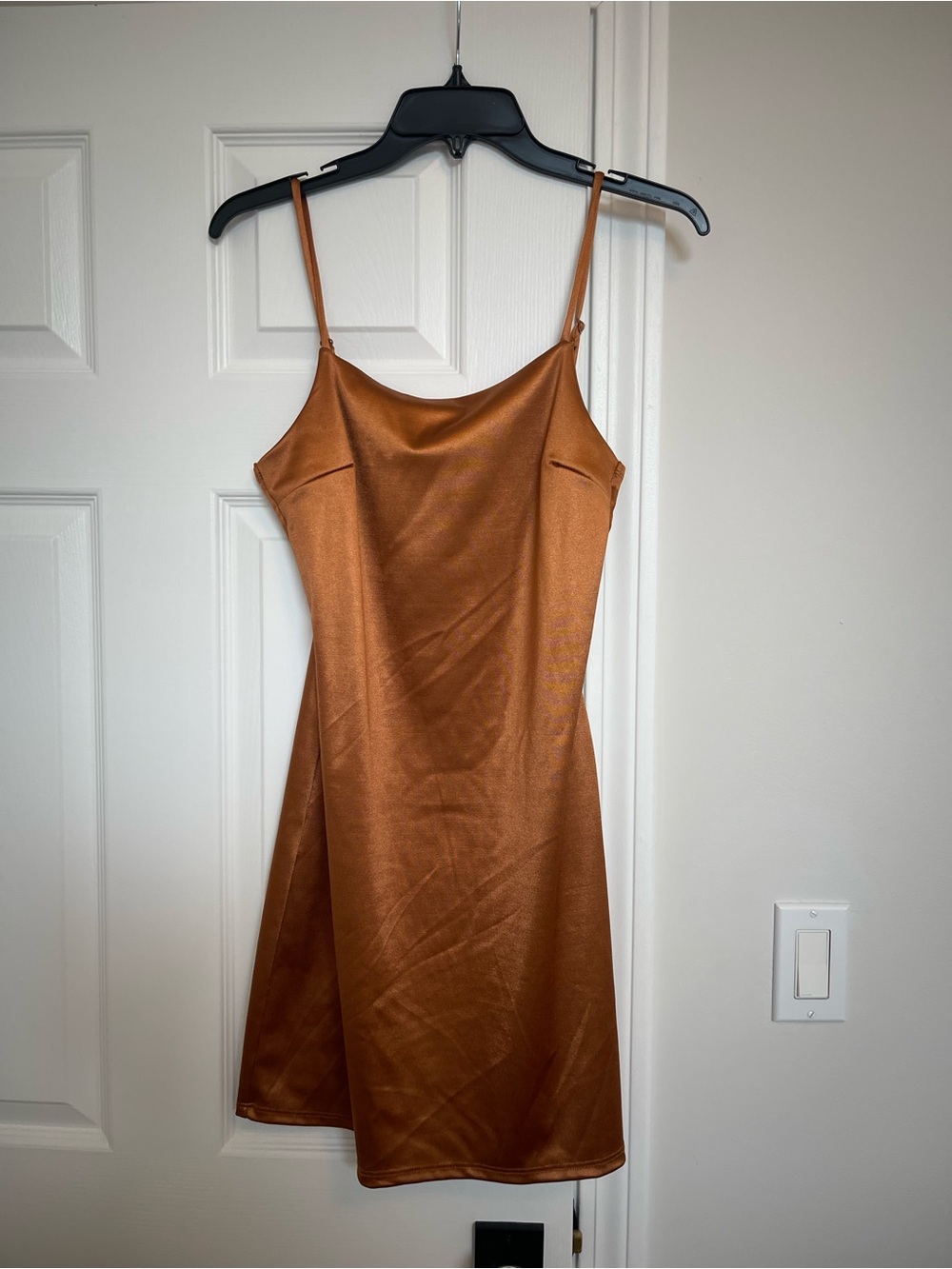 Altar'd State Copper Brown Satin Mini Slip Dress